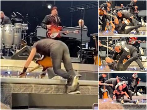 May 31, 2023 ... Bruce Springsteen falls on stage at Amsterdam concert, band rushes to help ... Nothing can keep the Boss down. Bruce Springsteen suffered a fall ...